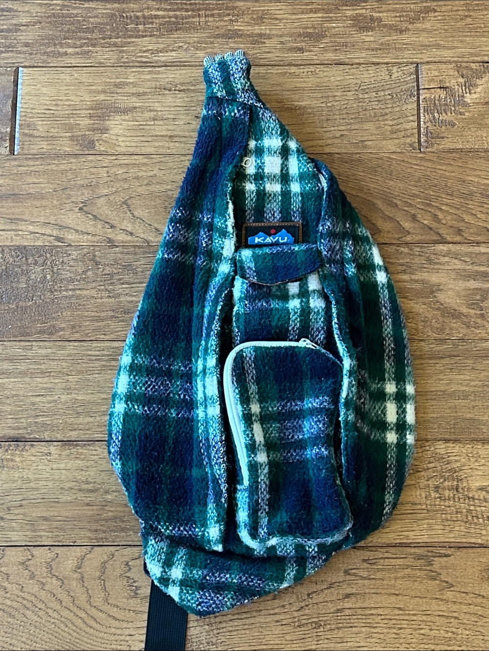 Kavu Plaid Rope Sling Bag Green Flannel